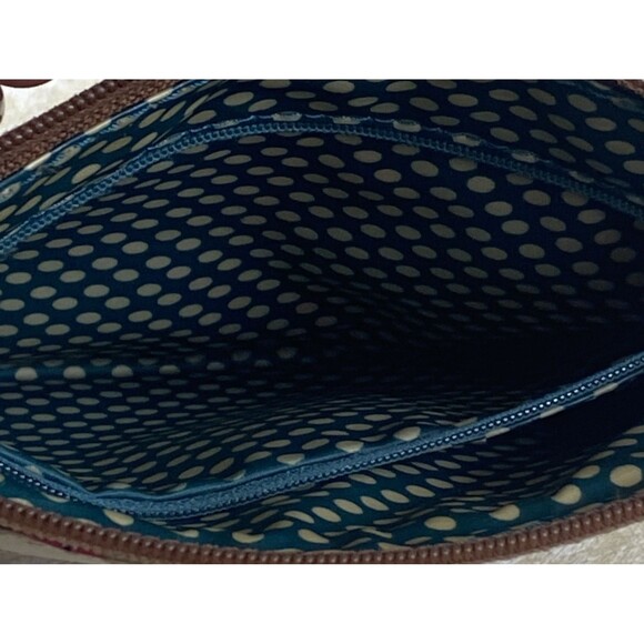 Fossil Key Per Crossbody Bag Coated Canvas Floral Orange Pink Tan VTG Y2K Boho - Picture 6 of 8